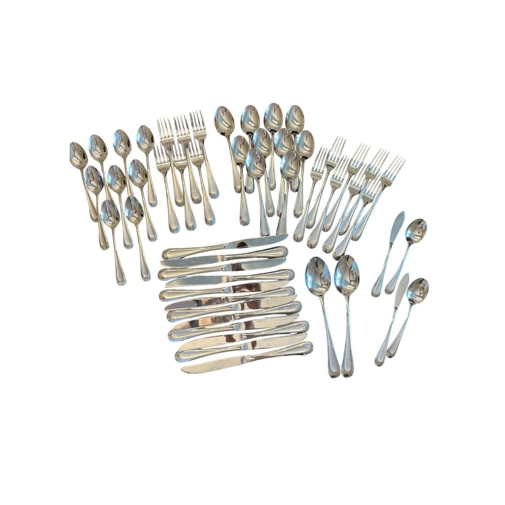 Oneida Flatware Set 51pc Silver Satin Sand Dune Stainless Steel Contemporary